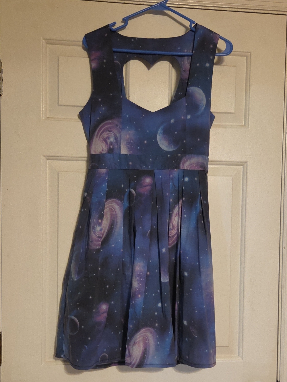 Wonens Galaxy Heart-Back Dress in Navy & Purple